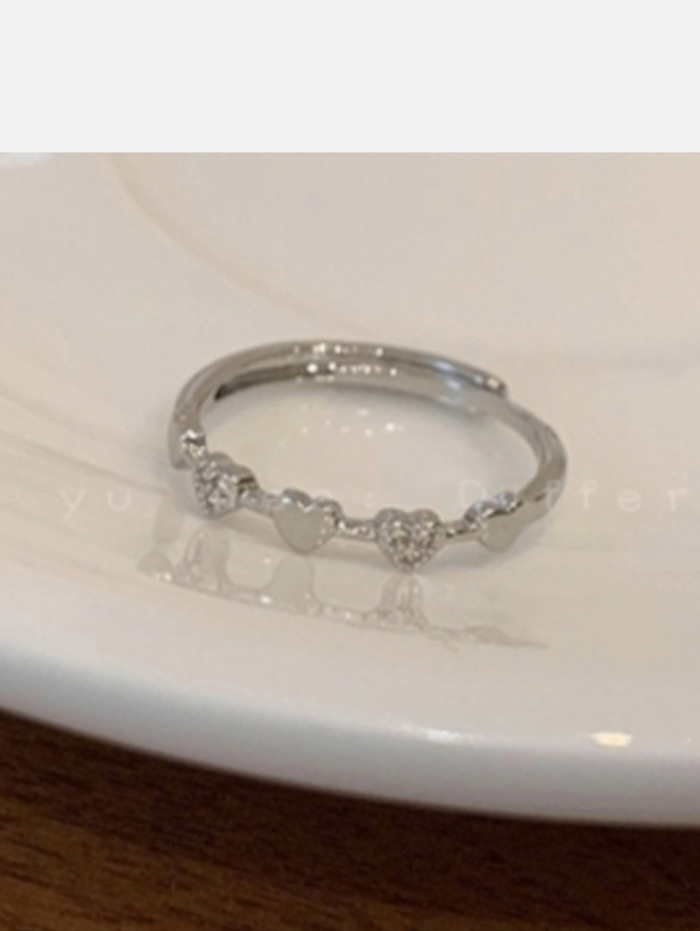Silver Heart & Rhinestone Ring